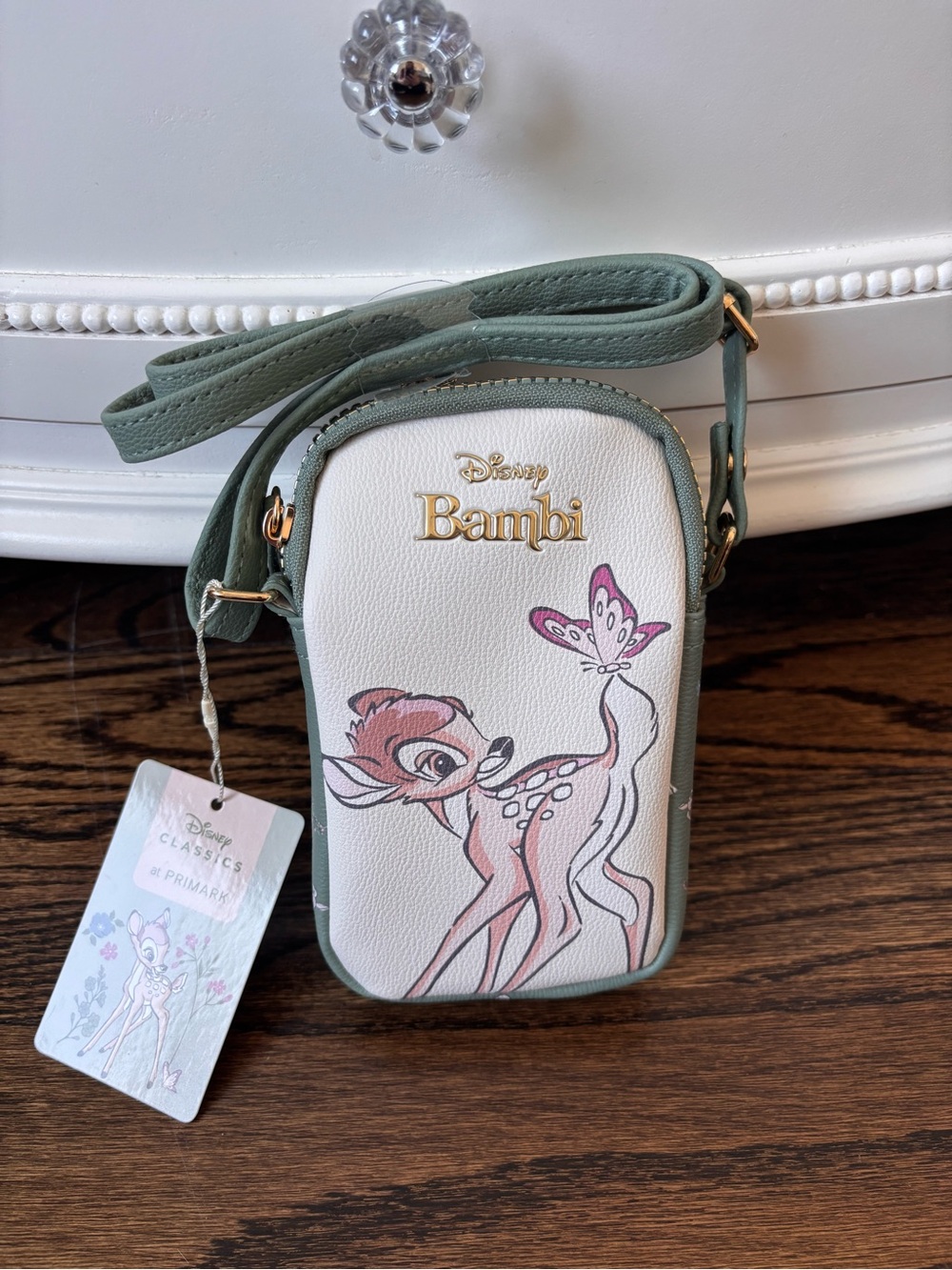 Disney Bambi Cream White and Green Crossbody Bag Phone Holder Bag